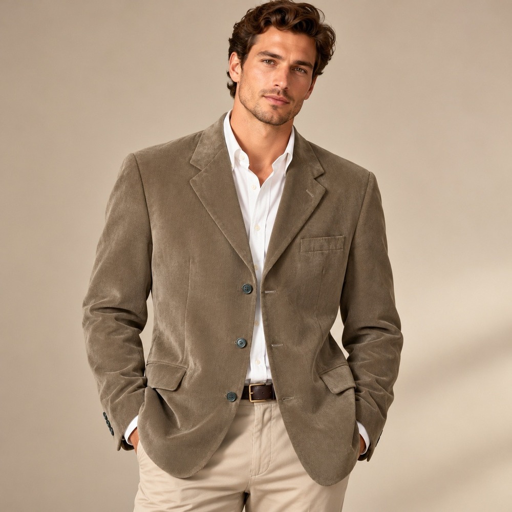 Ralph Lauren Corduroy Blazer Mens 40L Brown Taupe Sport Coat Heritage Preppy